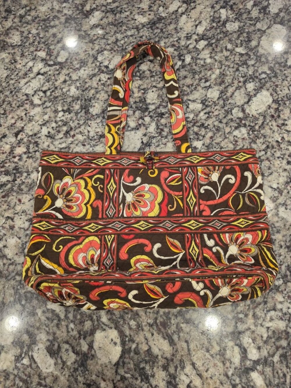 Vera Bradley Quilted Handbag Purse Double Handles EUC Clean Cotton